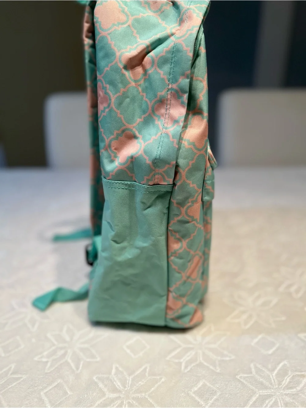 Mint & Peach Patterned Women's Backpack - Casual Everyday Style